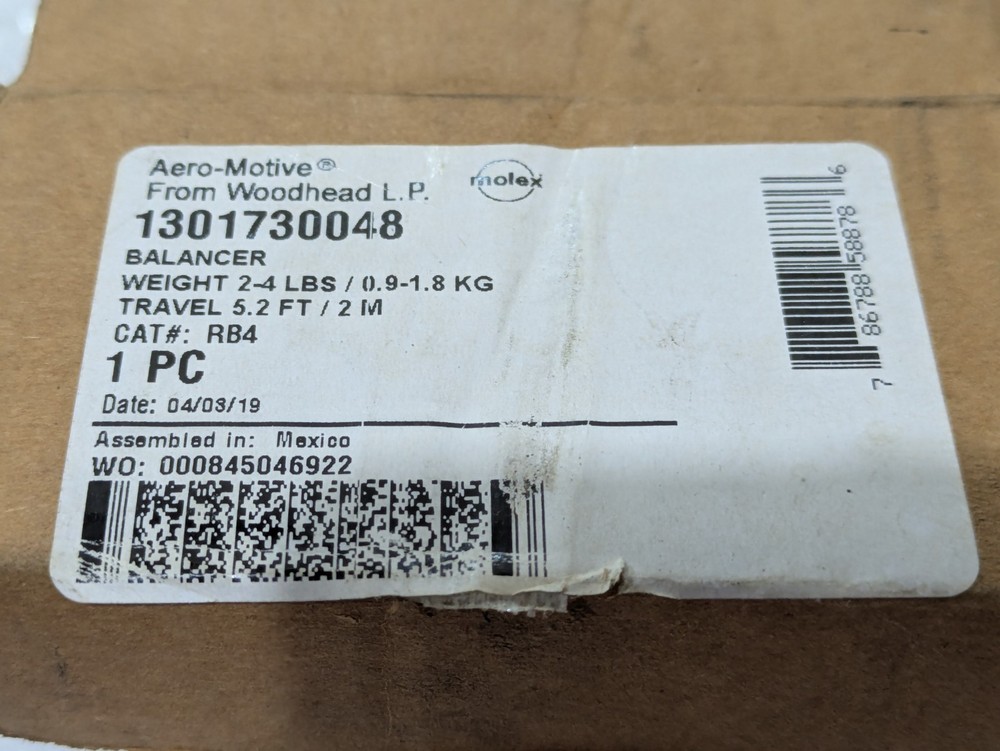 MOLEX AERO-MOTIVE RB4 1301730048 BALANCER 5.2FT 2M 2-4LBS 0.9-1.8KG