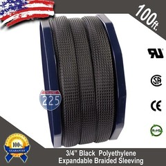 100 FT 3/4″ Black Expandable Wire Cable Sleeving Sheathing Braided Loom Tubing