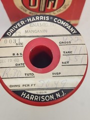 MANGANIN ENAMEL WIRE RESISTANCE WIRE , .0031, 40 AWG, 30.49 OHMS PER FT. 6.7G