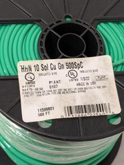 Southwire Building Wire: THHN, 10.000 AWG, Nylon, Solid Core, 500′ L 11599801