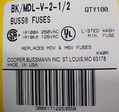 25 Buss MDL-V-2-1/2 Time Delay Fuses, Solder 2.5A Glass Slow Blow Electronics