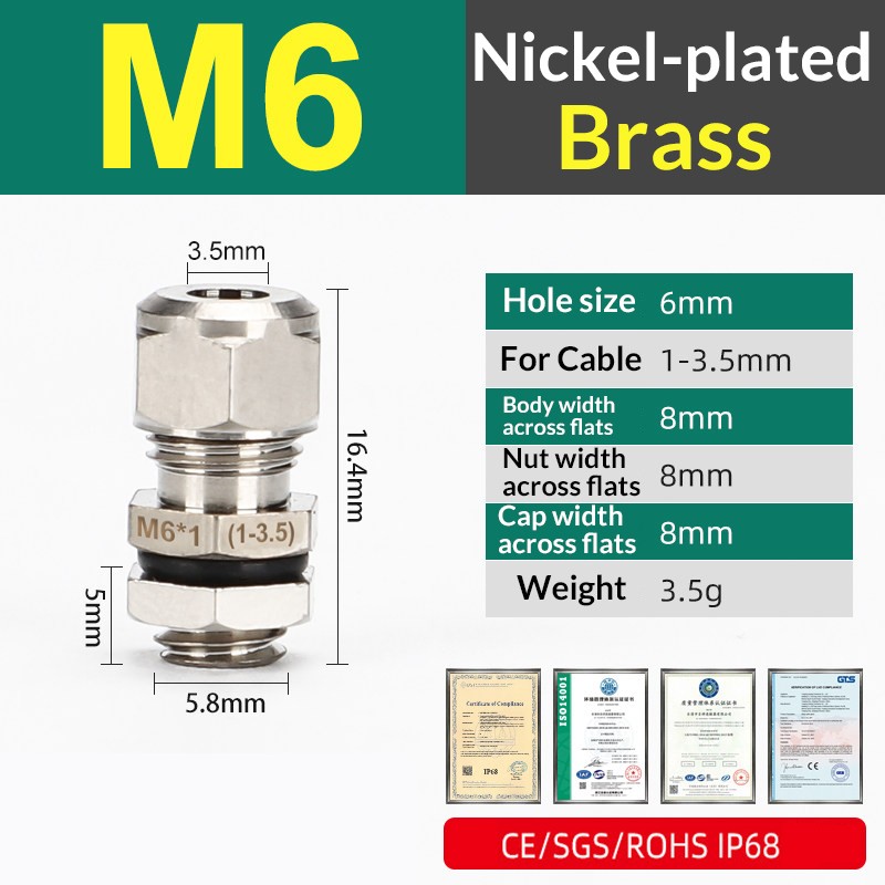 CABLE GLAND IP68 WATERPROOF BRASS & STAINLESS STEEL M6-M100 PG7-PG63 G1/4-G3