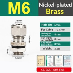 CABLE GLAND IP68 WATERPROOF BRASS & STAINLESS STEEL M6-M100 PG7-PG63 G1/4-G3