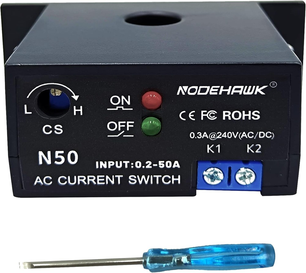 Current Sensing Relay 50 Amp AC Current Switch Normally Open Monito Color: N50