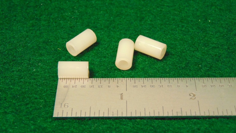 (8) Concord Round Plastic Spacer 1/4″D x 7/16″L Unthreaded #6 NOS