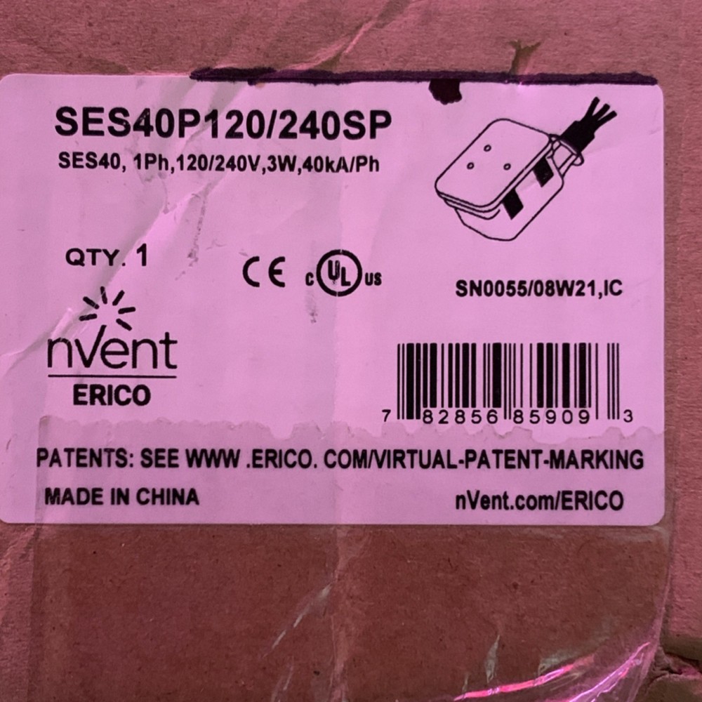 ERICO SES40P120/240SP Surge Protector Device, 1Ph, 120/240V,3w, 40kA/PH