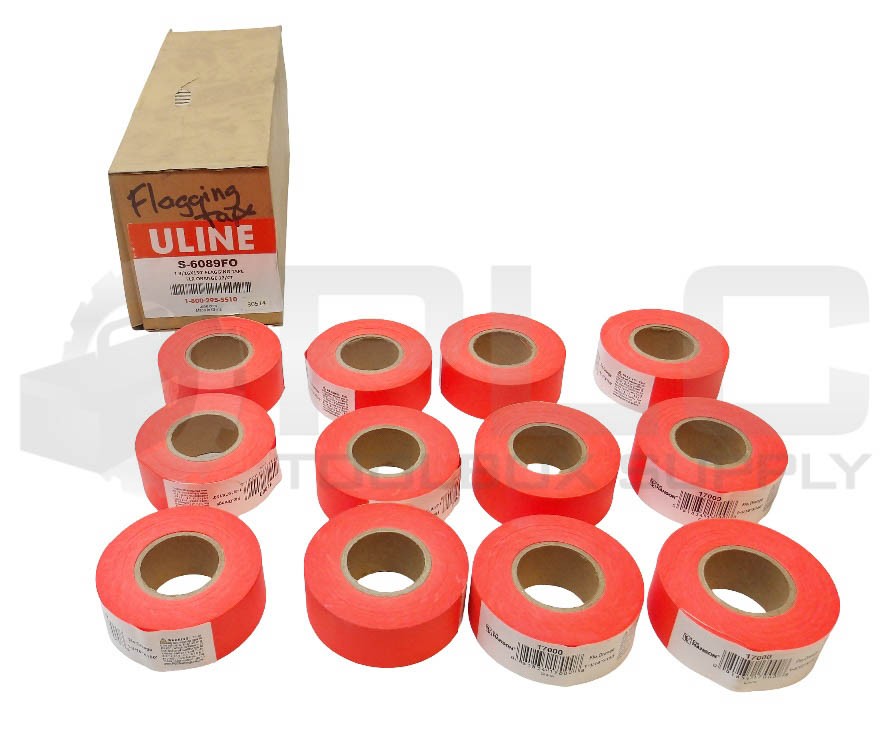 NEW BOX OF 12 U-LINE S-6089FO FLAGGING TAPE ORANGE 1-3/16″ X 150′ 1700