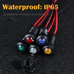 8mm LED Indicator Light Plastic Black Signal Dot Lamp 12V 24V /16 Mounting