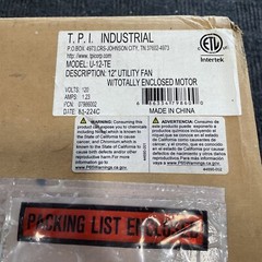 TPI Industrial Mounted Workstation Fan U-12-TE – B44p182w02 ***FREE SHIPPING***