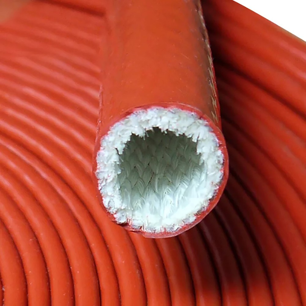 Silicone / Fibreglass Fire Sleeving Protective Heat Shield Sleeve Black/Red