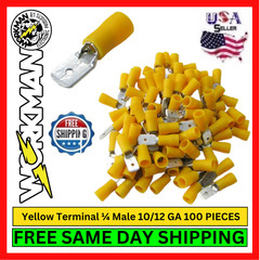 Workman LT403 Terminal 1/4 Male 10/12 Galvanized 100 Pieces Yellow Electrical