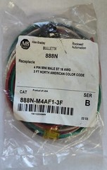 NEW ALLEN BRADLEY 888N-M4AF1-3F RECEPTABLE 4 PIN MINI MALE ST 16 AWG – FREE SHIP