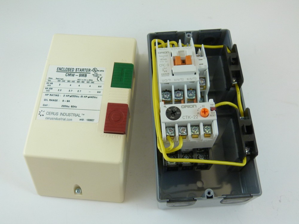Start Stop Enclosed Starter 6 to 9 Amp 220v Cerus CMW9MB22069 Plastic NEW