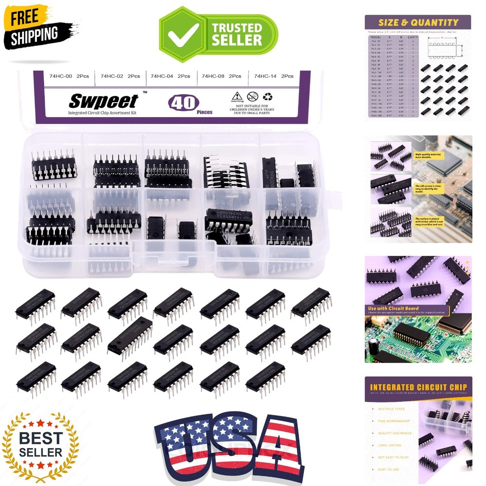 40Pcs 20 Different Types 74HCxx and 74LSxx Series Logic IC Assortment Kit wit…