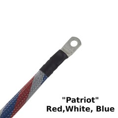 2 AWG Gauge Custom Battery Cable Copper Braided (Patriot “Red, White, Blue”)