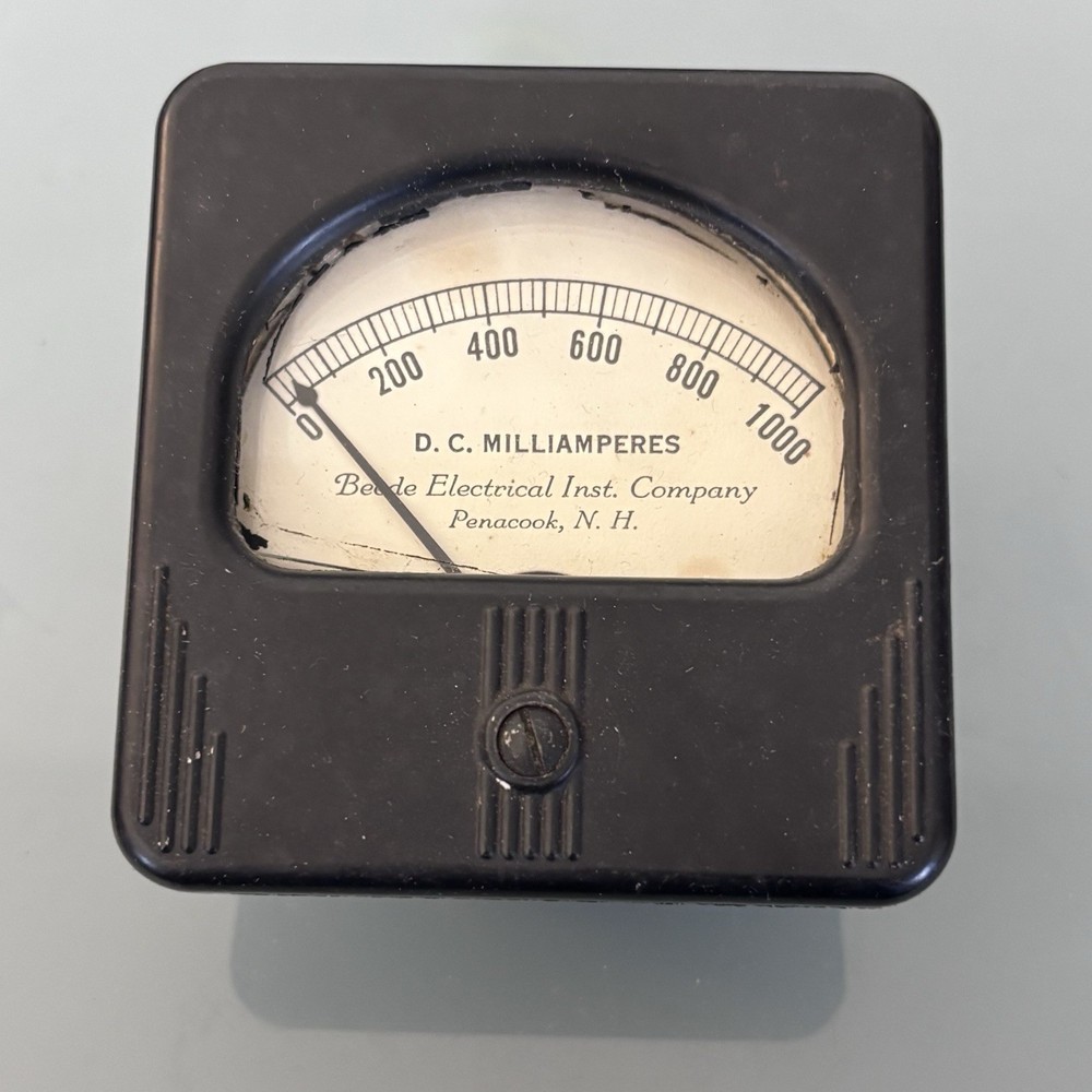 Vintage D.C. Milliamperes Beede Electrical Inst Gauge 0-1000