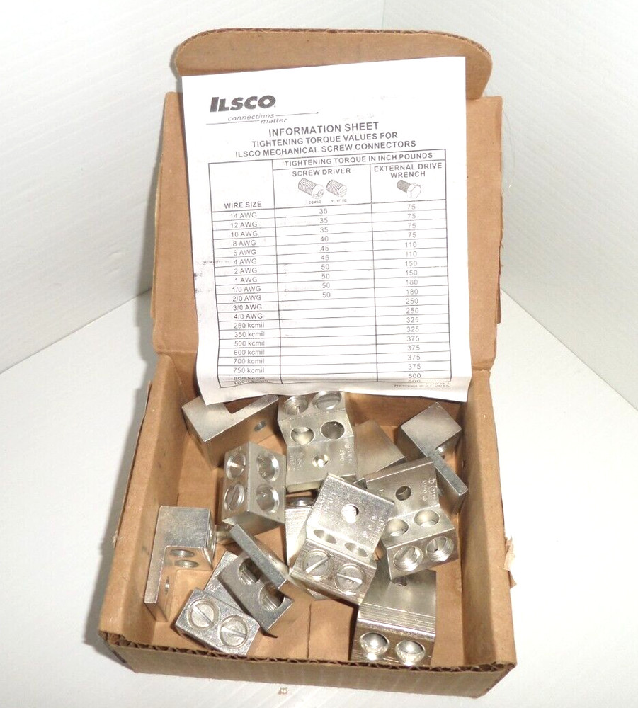 ⭐NEW Box Of 12⭐ ILSCO AU-0 Mechanical Lug 2-Conductor Double Barrel1/0-14 AWG