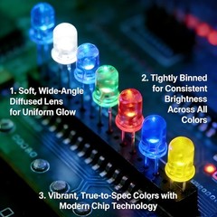 3mm 5mm LED Diodes Kit 700 Piece 10 Values 5 Color Light Assortment Low Voltage