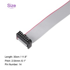 5 Pack Long 30CM 2.54MM Flat Ribbon Cable IDC 14 Pin Connector