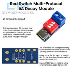 Type-C PD Fast Charging Decoy Trigger Module 5V 9V 12V 20V Adjustable Voltage 5A