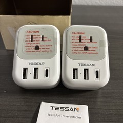 TESSAN US to India Plug Adapter 2 Pack Type D Travel Adapter 4 Outlets