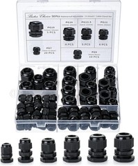 Bates- Nylon Cable Gland, 50 pcs, 3-16 mm Cable Gland Connectors, PG7, PG9, PG11