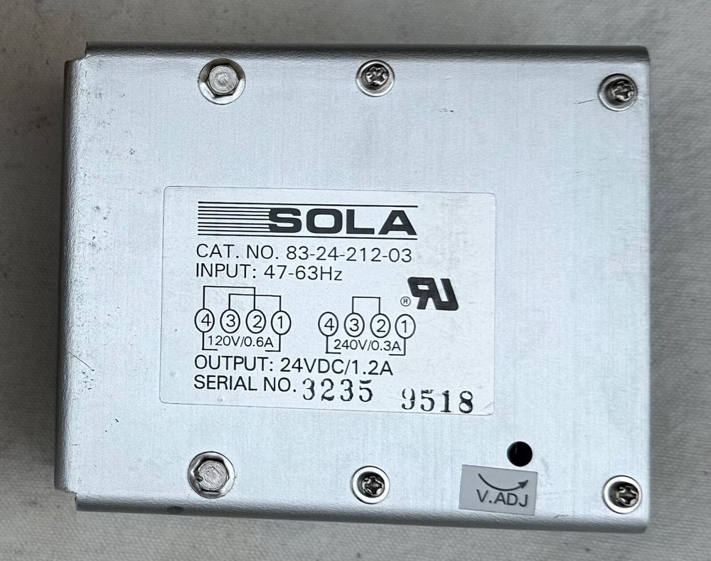 Sola 083-00212-0300-24 DC Power Supply 120/240VAC to 24VDC @ 1.2A. Used In Box