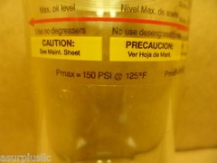 PARKER HANNIFIN PS225 PNEUMATIC FILTER LUBRICATOR BOWL W/DRAIN VALVE NOS