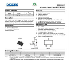 QTY (100) BSS123W-7-F DIODES INC SOT-323 SMD N-CHANNEL MOSFET 100V 170mA ROHS