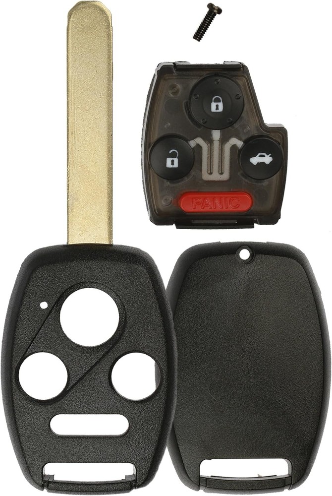 Replacement Keyless Remote Fob Shell with Uncut Key, Buttons and Chip Slot