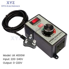 4000W Electronic Voltage Regulator Stepless AC Motor Speed Controller 110V/220V