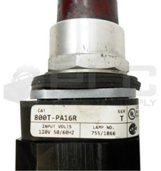 ALLEN BRADLEY 800T-PA16R /T PUSH BUTTON RED W/ 800T-N326 /A COIL W/ 800T-XA /D