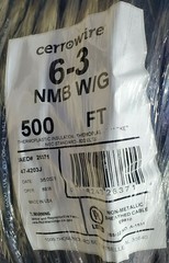 500′ Spool Cerrowire Black 6/3 NM-B W/G Copper Building Cable Wire 600V