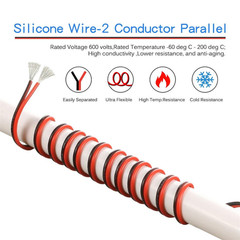 14 Gauge Flexible 2 Conductor Parallel Silicone Wire Red Black High