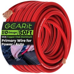 GEARit 1/0 Gauge Wire (50ft – Red Translucent) – 50ft,