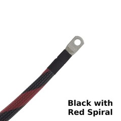 2 AWG Gauge Custom Battery Cable Copper Braided (Black with Red Spiral)