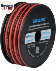 10 Gauge Flexible 2 Conductor Parallel Silicone Wire Spool Red Black High Resist