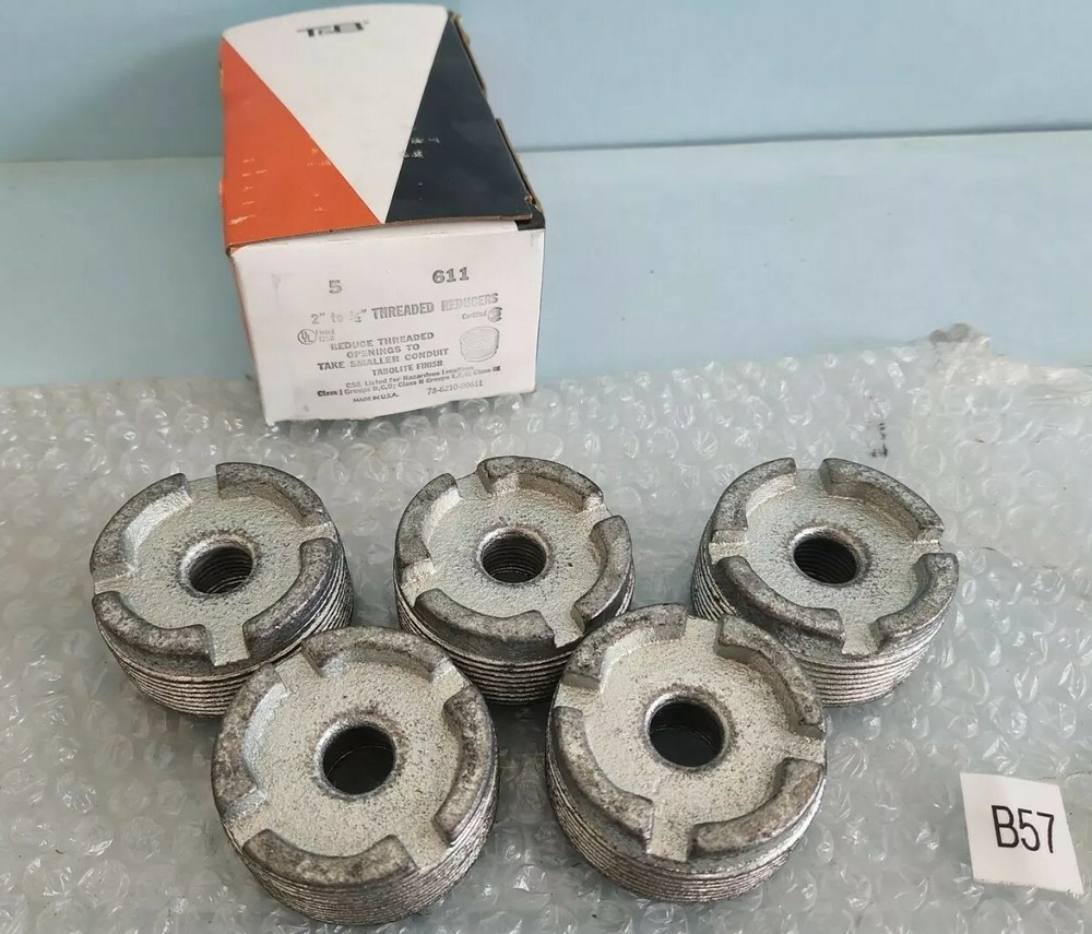*NEW IN BOX* THOMAS & BETTS 611 BOX OF 5, 2″ TO 1/2″ THREADED REDUCERS *WARRANTY