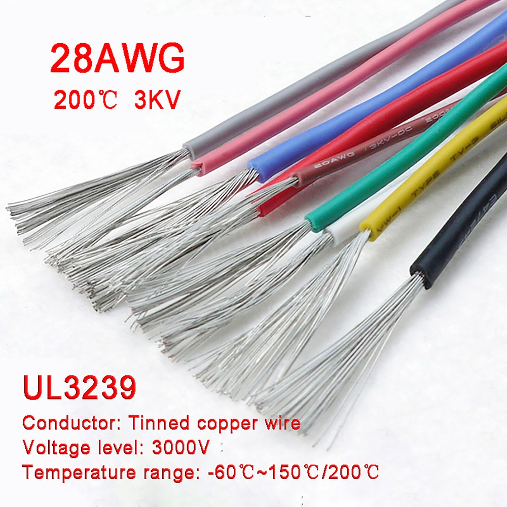 28AWG 0.08mm² Flexible Silicone Wire Cable , HIGH TMPE 200℃, 3KV High Voltage