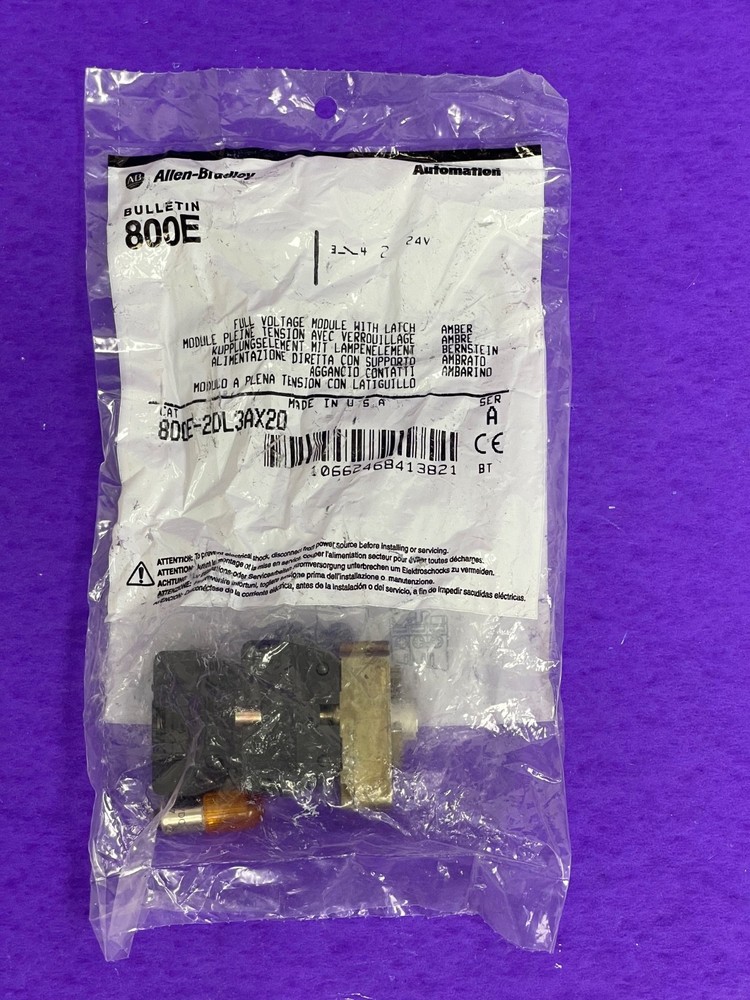Allen Bradley 800E-2DL3AX20 Full Voltage Module 24V AC/DC Amber w/ Latch