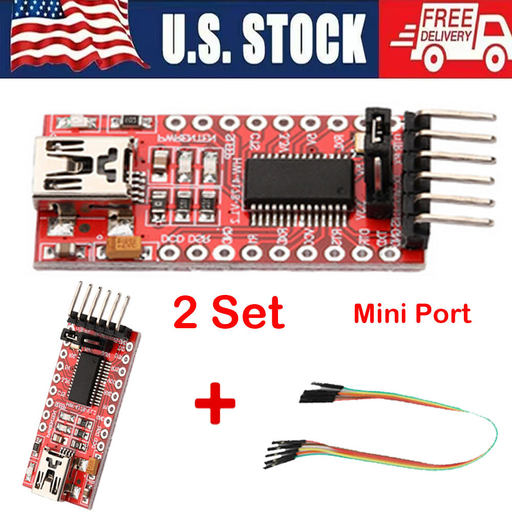 2x FT232RL 3.3V 5.5V FTDI USB to TTL Serial Adapter For Arduino Mini Port /Cable