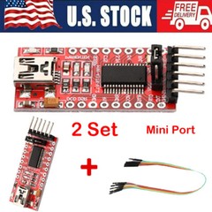 2x FT232RL 3.3V 5.5V FTDI USB to TTL Serial Adapter For Arduino Mini Port /Cable