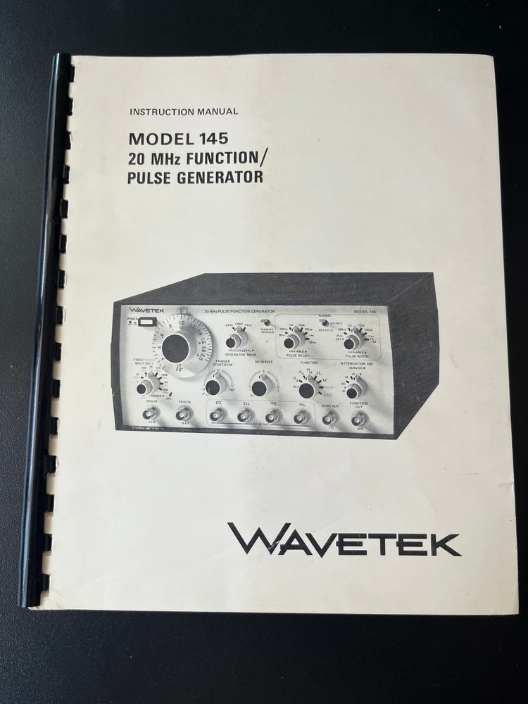 WAVETEK MODEL 145 20 MHZ FUNCTION PULSE GENERATOR INSTRUCTION MANUAL