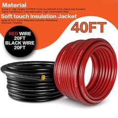 1/0 Gauge Wire(20ft Each – Red/Black) Copper Clad Black/Red -20ft