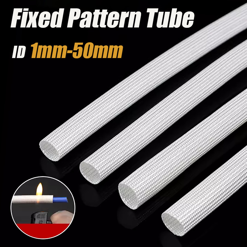 White Heat Resistant Sleeving Cable Wire HIGH TEMP Fiberglass Sleeve ID 1mm-50mm