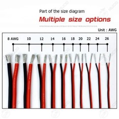 Silicone Wire 2 Pin Cable Electric 28-8awg Insulated Automotive Black Red Flat