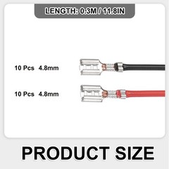 20Pcs Female Spade Crimp Terminal 4.8mm 30cm Wires