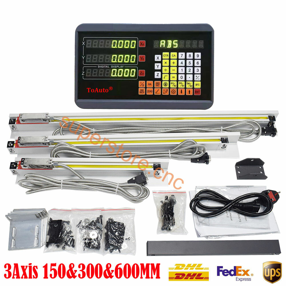 3Axis Digital Readout DRO Display + Linear Scale 150mm（6″）+300mm（12″)+600mm(24″)