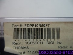 Qty = 1 Pack of 8: Semiconductors P/N FDPF10N50FT