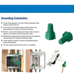 Green Ground Wire Connector Nuts Hole 200 pcs UL Listed Electrical Winged
